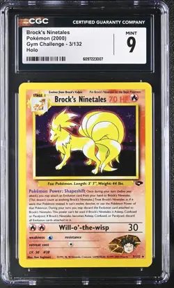 Pokemon Brock's Ninetales 3/132 Holo Unlimited Gym Challenge - CGC 9 - Image 1