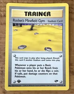 Pokemon TCG Trainer Rocket’s Minefield Gym #119/132 1st Edition Vintage 1999 - Image 1