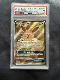 2019 POKEMON SM BLACK STAR PROMO #SM233 FULL ART/EEVEE GX PSA 7 - Image 1