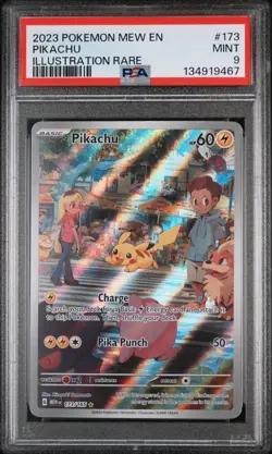 2023 POKEMON MEW EN-151 ILLUSTRATION RARE #173 PIKACHU PSA 9 - Image 1