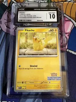 Pokemon TCG Pikachu Illustration Contest 2024 Winner 214 Black Star Promo CGC 10 - Image 1