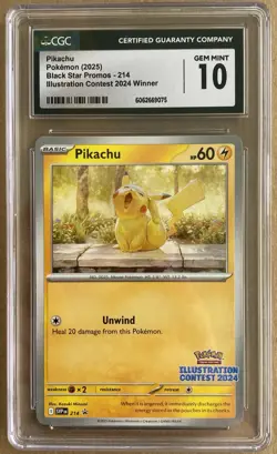 Pokemon - Pikachu #214 Illustration Contest 2024 Winner Promo - CGC 10 Gem Mint - Image 1