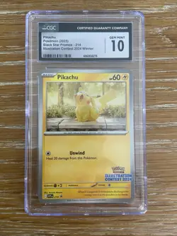 Pokemon TCG Pikachu Illustration Contest 2024 Winner 214 Black Star Promo CGC 10 - Image 1