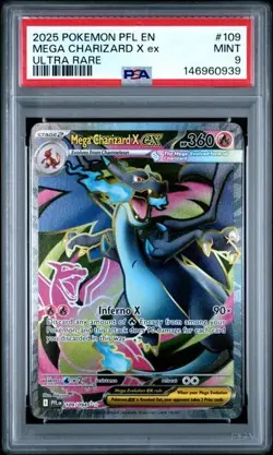 2025 POKEMON PFL EN-PHANTASMAL FLAMES ULTRA RARE #109 MEGA CHARIZARD X EX PSA 9 - Image 1