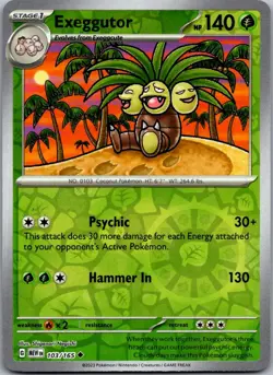 Exeggutor 103/165 Uncommon 151 Pokemon Reverse Holo Near Mint - Image 1