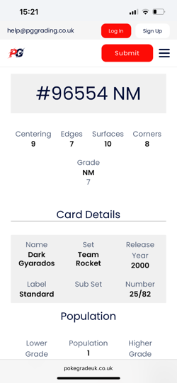 2000 Pokemon Dark Gyarados 25/82 Non-Holo Team Rocket PG Graded 7 Not PSA NM - Image 3