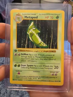 Pokemon TCG Metapod Base Set 1st Edition, Shadowless 54/102 NM - Image 1