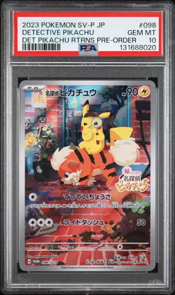 2023 POKEMON JPN SV-P PROMO #098 DETECTIVE PIKACHU PSA 10 - Image 1