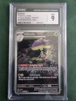 2024 POKEMON TCG SHIINOTIC 194 SURGING SPARKS ILLUSTRATION RARE HOLO CGC 9 MINT - Image 1