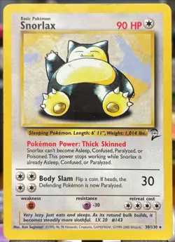 Snorlax 30/130 LP Non Holo Rare Base Set 2 Pokemon - Image 1