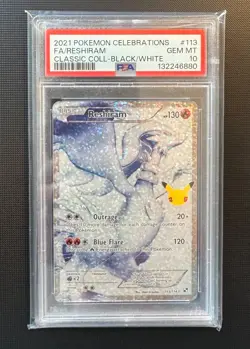 2021 Pokemon Celebrations Reshiram Classic Collection PSA 10 GEM MINT Holo Black - Image 1