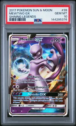 2017 POKEMON SUN & MOON SHINING LEGENDS #39 MEWTWO GX PSA 10 - Image 1