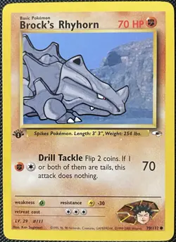 Brock's Rhyhorn 070/132 Gym Heroes Regular 1st Edition - Pokemon Card - Image 1