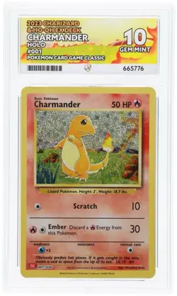 Pokemon Charmander Card 001/034 Ace 10 Graded, Holo, English Classic Collection - Image 1