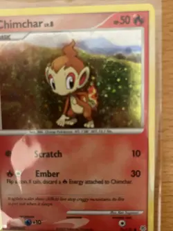 Pokemon TCG - Chimchar 76/130 Diamond Pearl Base Set Holo SWIRL Card - LP/MP - Image 2