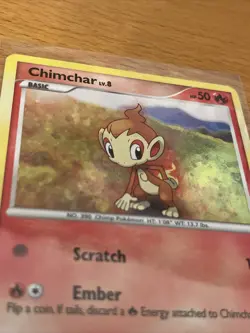 Pokemon TCG - Chimchar 76/130 Diamond Pearl Base Set Holo SWIRL Card - LP/MP - Image 5