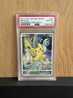 2017 Pokemon Pikachu Battle Festa Japanese Full Art Promo 061/SM-P PSA 10 - Image 1