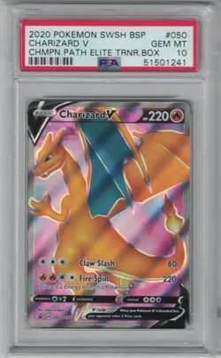 2020 POKEMON SWORD & SHIELD BLACK STAR PROMO #050 CHARIZARD V PSA 10 - Image 1