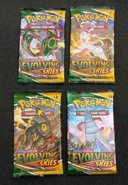 Pokemon TCG Evolving Skies Factory Sealed Complete Art Set 4 Packs - Image 1