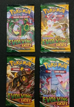 Pokemon TCG Evolving Skies Factory Sealed Complete Art Set 4 Packs - Image 2