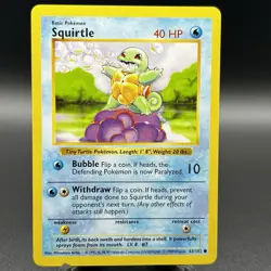 1999 Pokemon Base Set Shadowless SQUIRTLE 63/102 NM/LP - Image 1