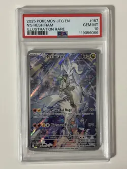 2025 POKEMON JTG EN-JOURNEY TOGETHER #167 N'S RESHIRAM PSA 10 - Image 1