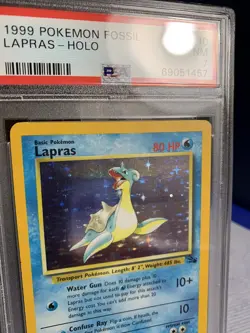 1999 Pokemon TCG Lapras Fossil 10 Holo Unlimited Holo Rare PSA NM 7 - Image 3
