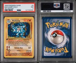 1999 Pokemon Game Card Machamp Holo 1st Edition #8 PSA NM 7 - Image 3
