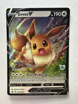 Eevee V SWSH065 Black Star Promo Pokemon TCG Battle Academy Eevee Stamp - Image 1