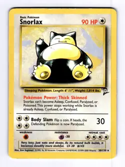Snorlax Base Set 2 #030 (2000) Rare MP Pokemon - Image 1
