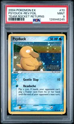 2004 POKEMON EX TEAM ROCKET RETURNS #70 PSYDUCK-REVERSE FOIL PSA 9 - Image 1