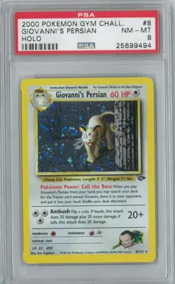Pokemon Gym Challenge Giovanni's Persian 8/132 PSA 8 - Image 1
