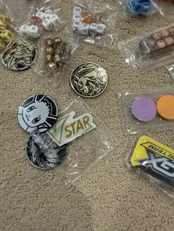 Pokemon ETB Dice And Marker Lot Of 12 ETB Dice Sets +Markers +coins - Image 5