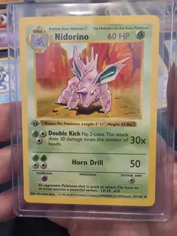 Pokemon Nidorino 1st Edition Shadowless Base Set 37/102 NM - Image 1
