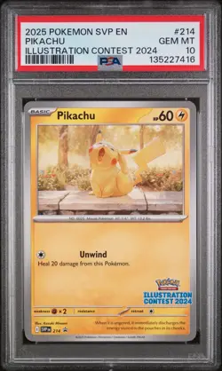 Pikachu Illustration Contest 2024 Pokemon En-Sv Black Star Promo SVP214 PSA 10 - Image 1