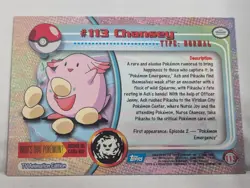 Topps Pokemon Chansey #113 TV Animation Edition Non Holo Blue Logo 2000 NM - Image 2