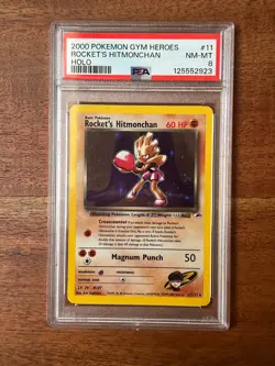 Pokemon TCG GYM HEROES - ROCKET'S HITMONCHAN Rare Holo #11 - PSA Grade 8 (2000) - Image 1