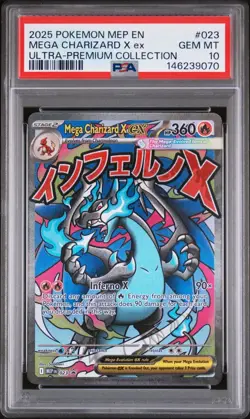 2025 POKEMON MEP EN-ME BLACK STAR PROMO #023 MEGA CHARIZARD X EX PSA 10 - Image 1