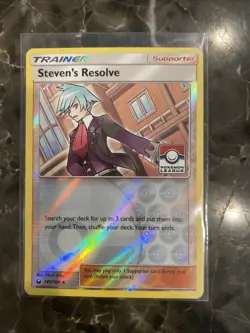 Pokemon League Stamp Card Steven’s Resolve Rev. Holo 145/168 Celestial Storm - Image 1
