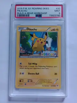 Pokemon Cards PSA Graded Pikachu PSA 9 XY Roaring Skies Stamped Build A Bear - Image 1