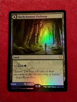 MTG Barkchannel Pathway / Tidechannel Pathway FOIL 251/285 Kaldheim Unplyd Mint+ - Image 1