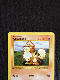 💥 GROWLITHE 1st Edition Shadowless Base Set 1999 Pokemon TCG Non Holo # 28/102 - Image 2
