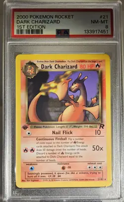 2000 Pokemon Team Rocket 1st Edition DARK CHARIZARD #21 PSA - 8 Non Holo - Image 3