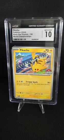 Pokemon Pikachu Sv: Scarlet & Violet Promo CGC 10 190 World Championships Card - Image 1