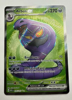 2023 Pokemon TCG Arbok ex Full Art 185/165 MEW 151 Near Mint+ - Image 1