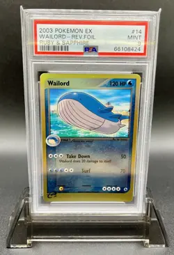 2003 Pokemon EX Wailord #14 Ruby & Sapphire Reverse Foil PSA 9 - Image 1