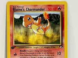 Vintage 2000 Pokemon TCG Gym Heroes BLAINE'S CHARMANDER 1st Edition 61/132 LP - Image 2