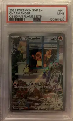 2033 Pokemon SVP EN Obsidian Flames Charmander 044 ETB Promo PSA 9 - Image 1