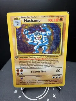 Pokemon TCG WOTC Base Set 1st Edition Machamp 8/102 Holo Rare HP - Image 1