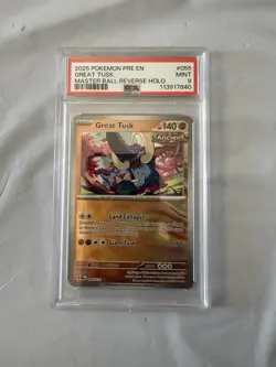 2025 POKEMON PRE EN-PRISMATIC EVOLUTIONS #055 GREAT TUSK PSA 9 MASTER BALL - Image 1